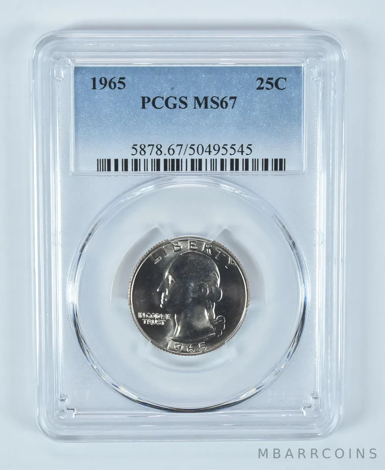 1965 Washington Quarter MS67 PCGS Blue Label