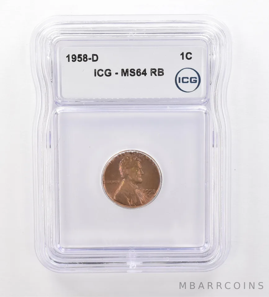 1958-D Lincoln Wheat Cent MS64 RB ICG Beautiful Tone *2108