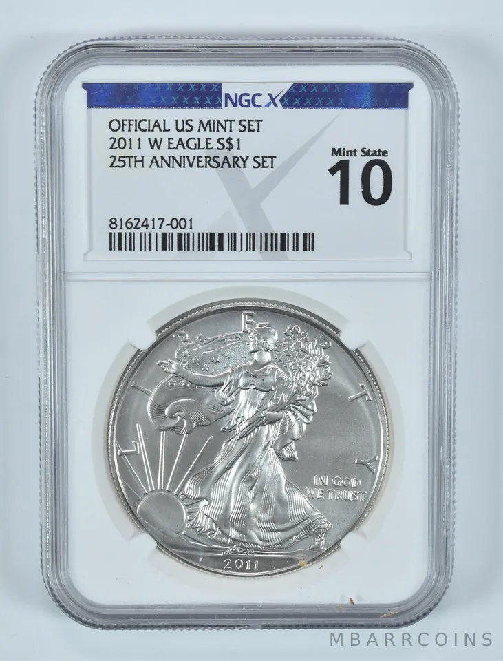 2011-W American Silver Eagle 25th Anniversary Set Mint State 10 NGC X NGCX