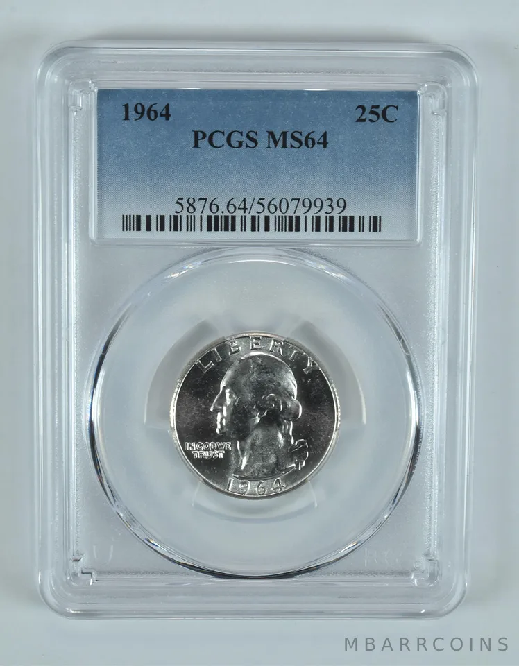 1964 Washington Quarter MS64 PCGS Blue Label
