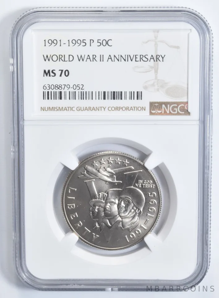 1991-95-P World War 2 WWII Commemorative Half Dollar MS70 NGC