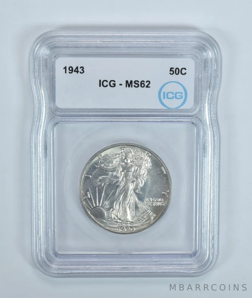 1943 Walking Liberty Half Dollar MS62 ICG