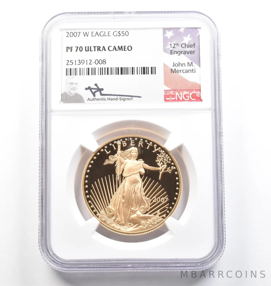 2007-W $50 American Gold Eagle Mercanti 1 Oz Gold PF70 UCAM NGC *9814
