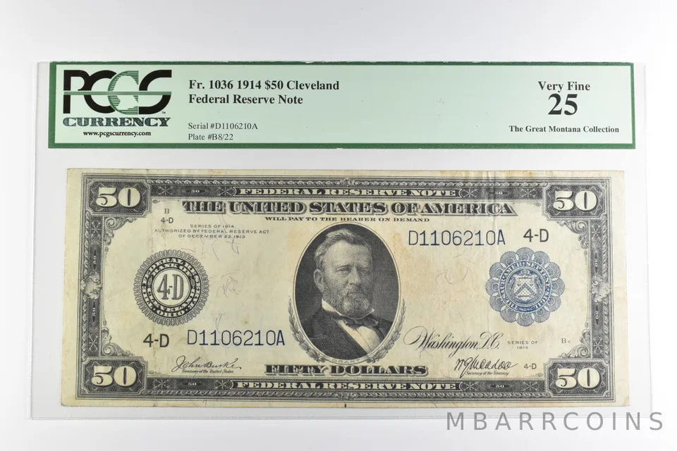 PCGS VG 25 $50 1914 Cleveland, OH US FRN Large Note Fr. 1036 a8278
