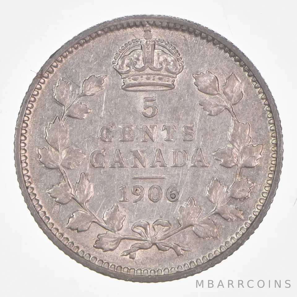 Better Date - 1906 Canada 5 Cents World Coin- Silver *152