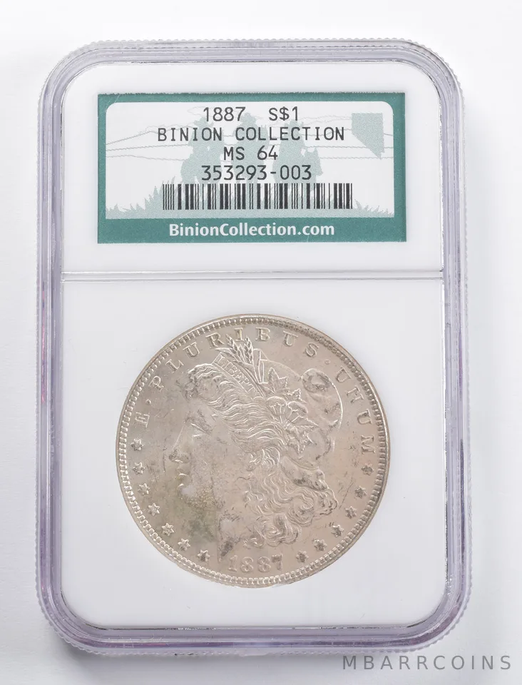 MS64 1887 Morgan Silver Dollar Binion Collection NGC a5807