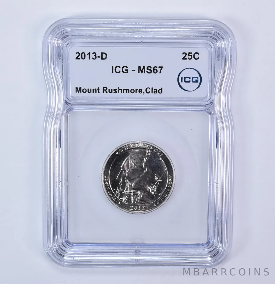 2013-D Washington Quarter ATB Mount Rushmore CLAD MS67 ICG
