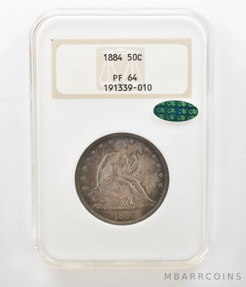 1884 Seated Liberty Half Dollar PF64 NGC CAC Beautiful Tone a4548