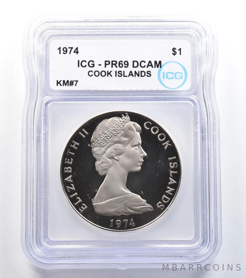 1974 Cook Islands 1 Dollar KM#7 PR69 DCAM ICG *7986