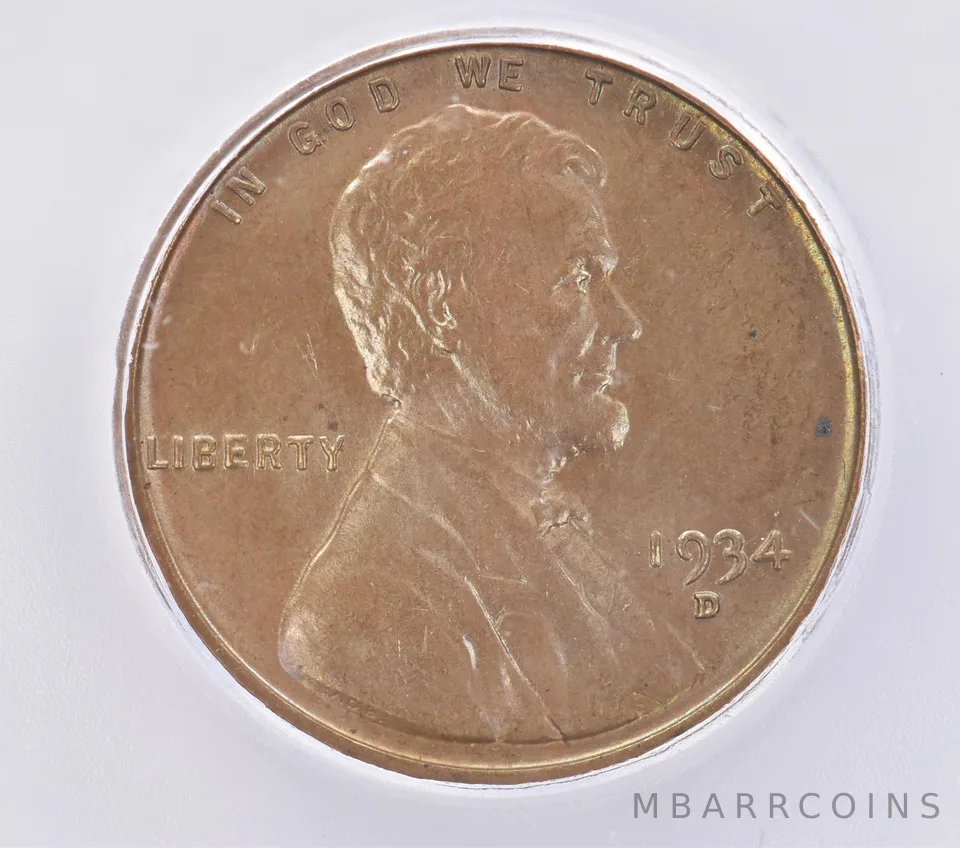1934-D Lincoln Wheat Cent MS65 BN ICG Beautiful Tone *2572