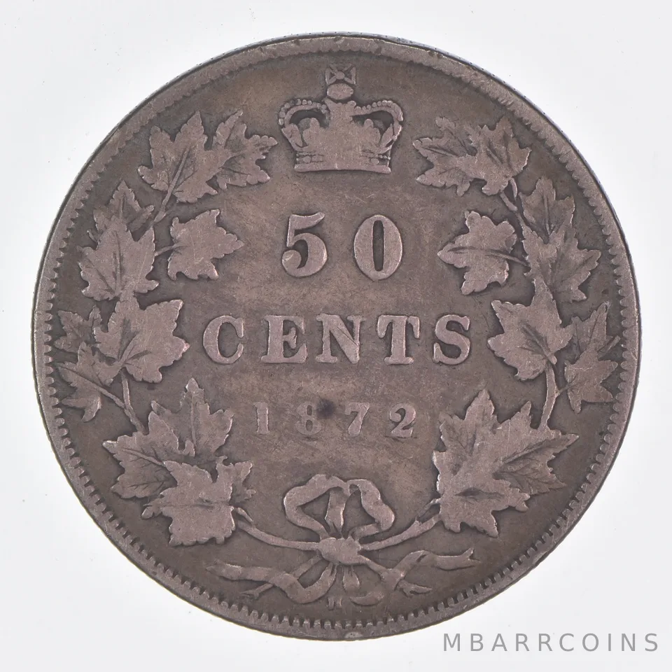 Better Date - 1872 Canada 50 Cents World Coin- Silver *478