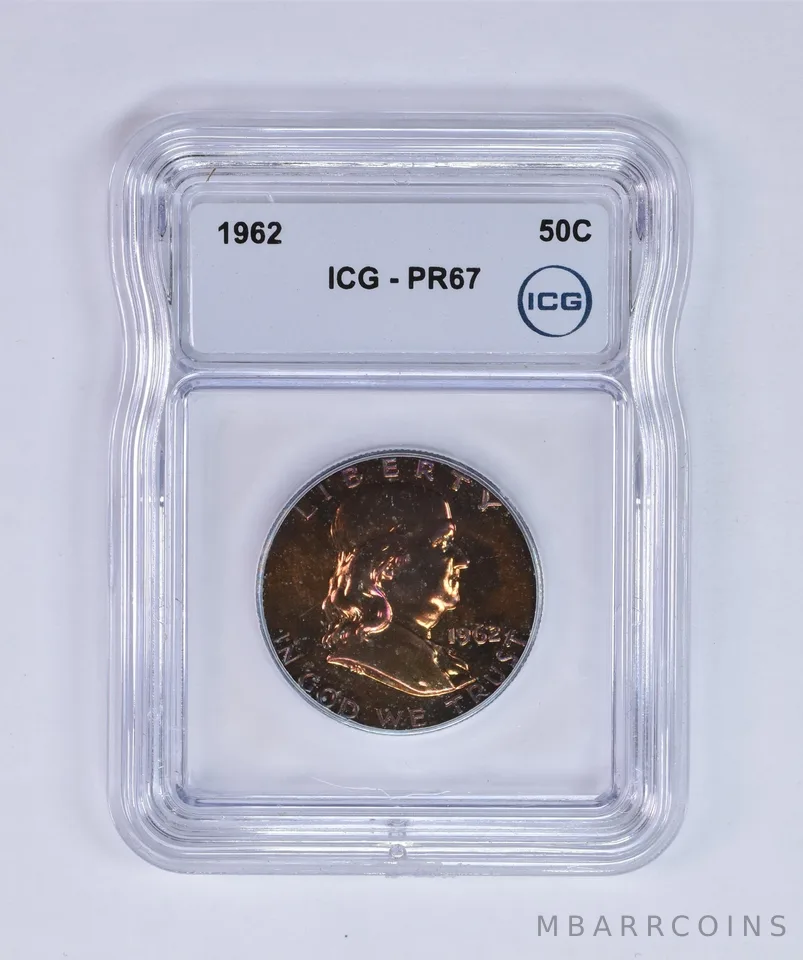 1962 Franklin Half Dollar PR67 ICG Beautiful Tone *7985