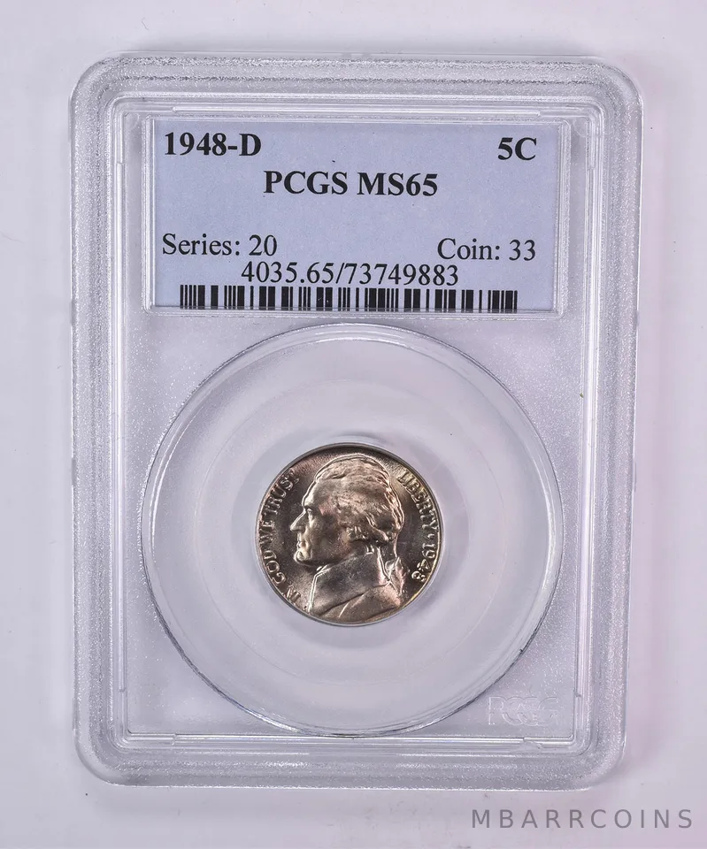 1948-D Jefferson Nickel MS65 PCGS Blue Label