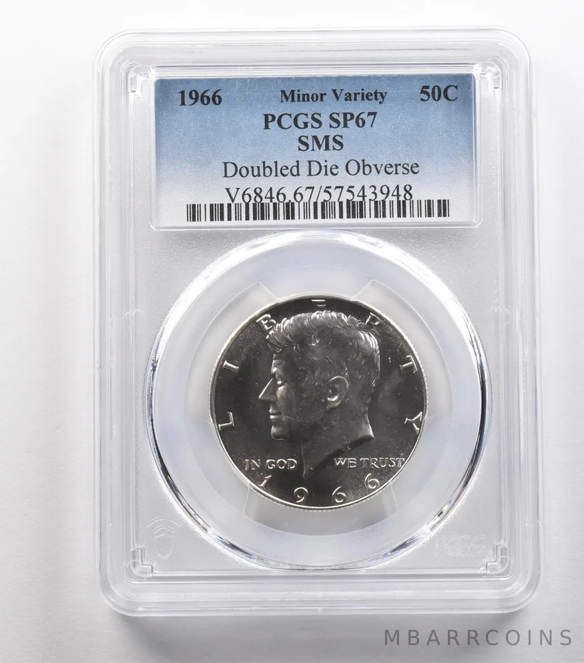 1966 Kennedy Half Dollar SMS Doubled Die Obverse SP67 PCGS *4840