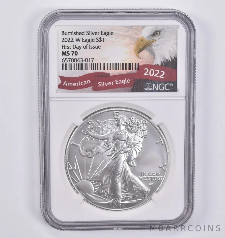 MS70 2022-W Burnished Silver Eagle FDOI NGC *2560