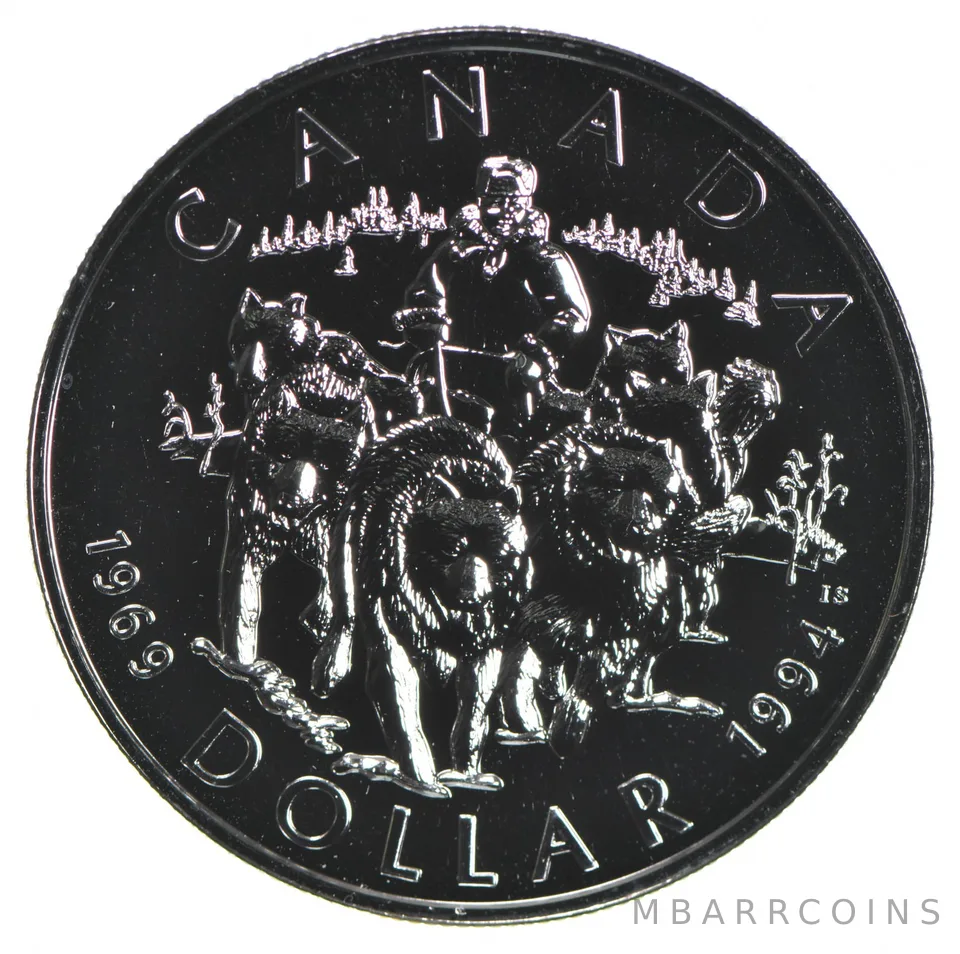 1994 Canada .925 Silver Canadian Silver Dollar - RCMP Dog Sled Patrol
