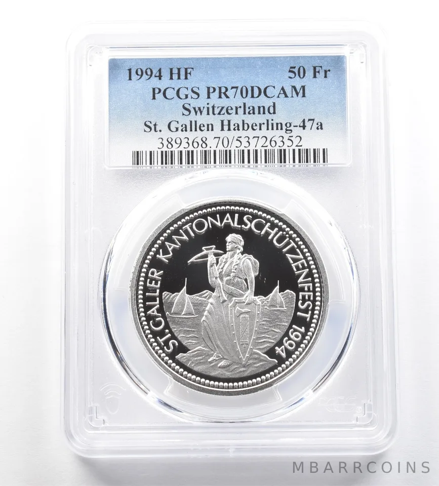 1994 HF Switzerland 50 Francs Haberling PR70 PCGS Shooting Medal *7677