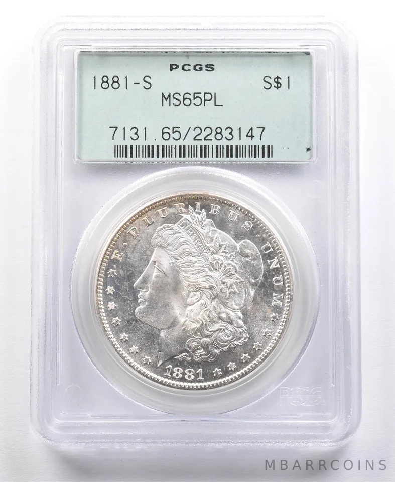 1881-S Morgan Silver Dollar MS65 PL PCGS OGH a4684
