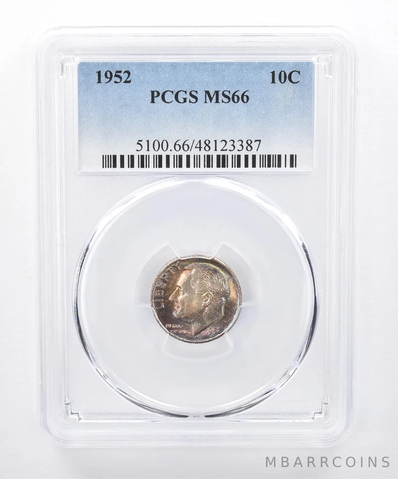 1952 Roosevelt Dime MS66 PCGS Beautiful Tone *8344