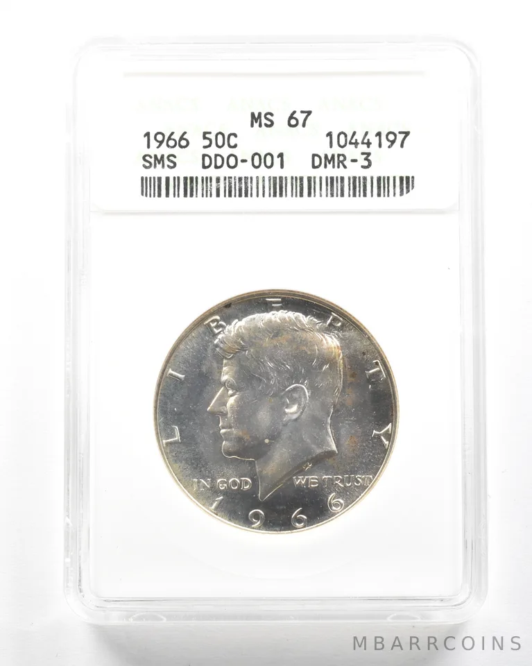 1966 Kennedy Half Dollar SMS DDO-001 DMR-3 MS67 ANACS *2035