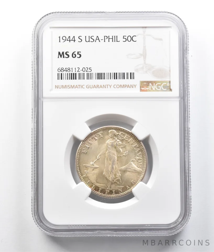 1944 S US Philippines 50 Centavos MS65 NGC a7024