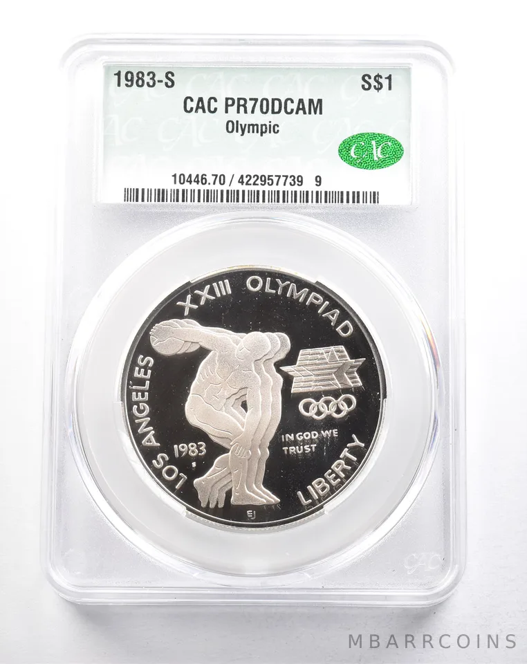 1983-S Olympic Discus Commemorative Silver Dollar PR70 DCAM CAC *5778