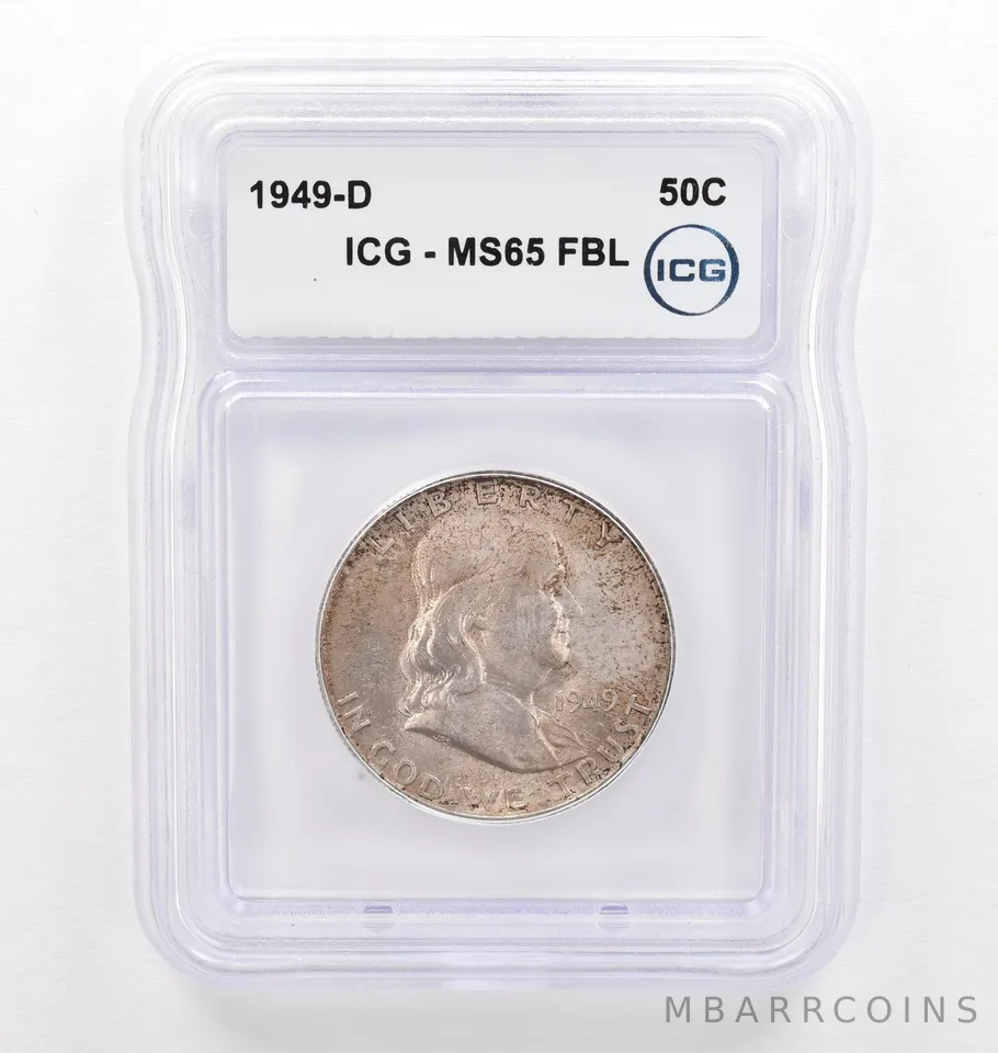 1949-D Franklin Half Dollar MS65 FBL ICG Beautiful Tone *0225