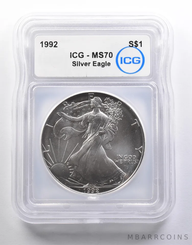 1992 American Silver Eagle MS70 ICG a6546