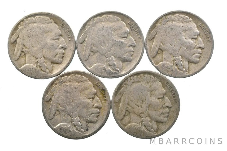 BETTER Lot 1927-D 1929-S 1929-D 1928-S 1927-D Buffalo Nickel Collection *122