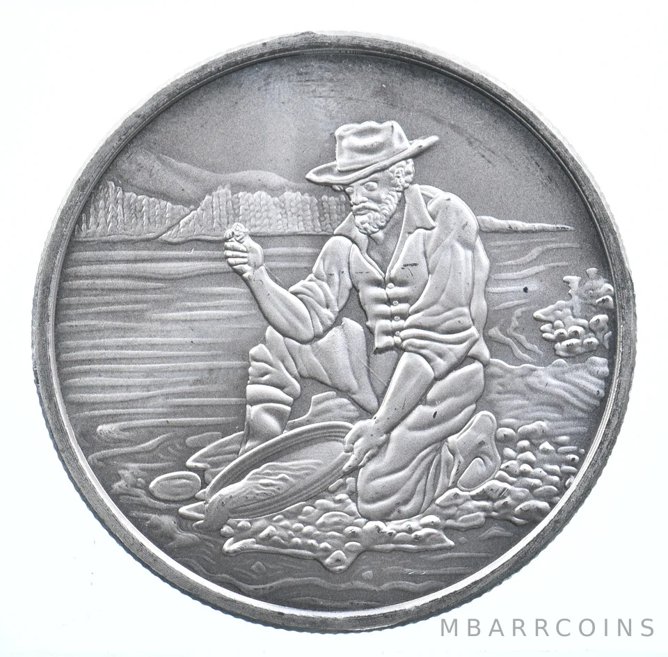 VINTAGE Art Bar/Round American Prospector 1 Oz. .999 Silver One Troy Ounce *889
