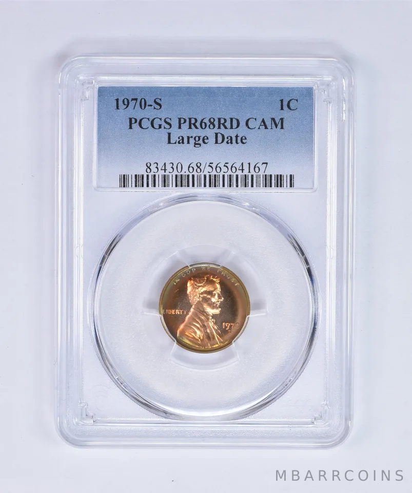 1970-S Lincoln Memorial Cent Large Date PR68 RD CAM PCGS Beautiful Tone a8065