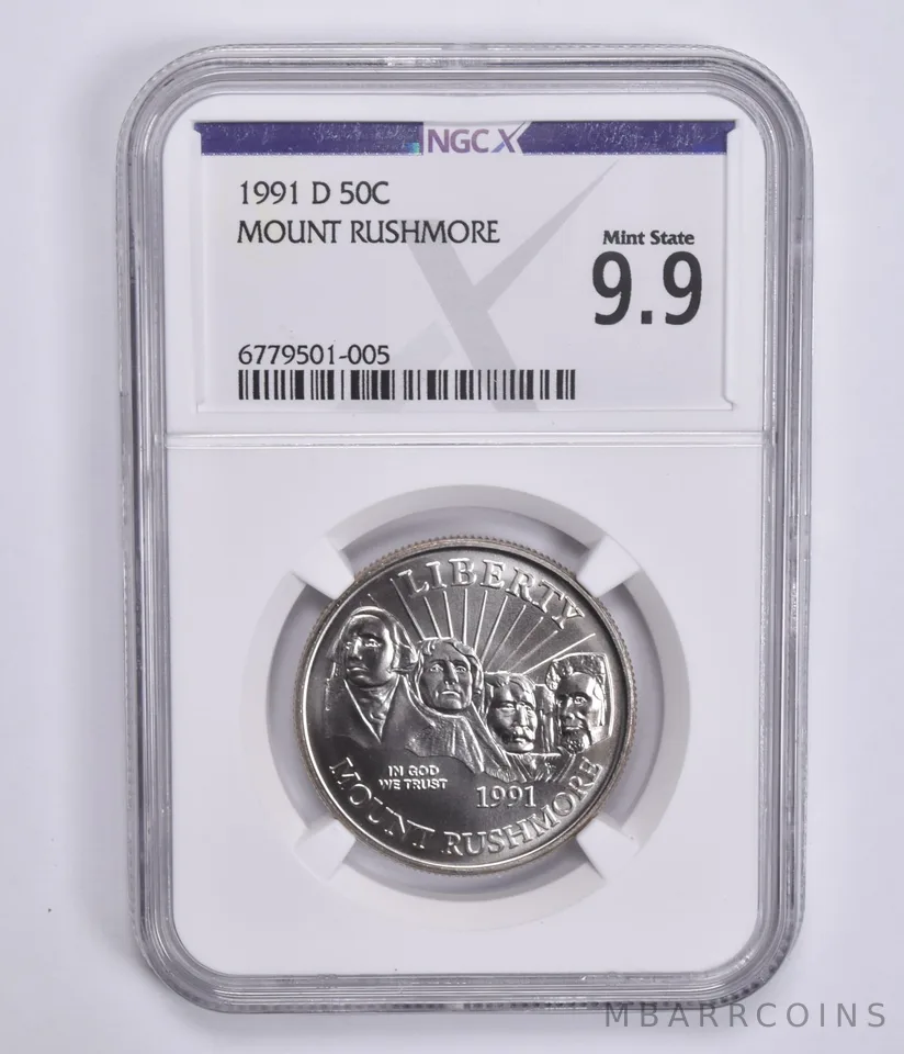 1991-D Mount Rushmore Commemorative Half Dollar Mint State 9.9 NGC X NGCX