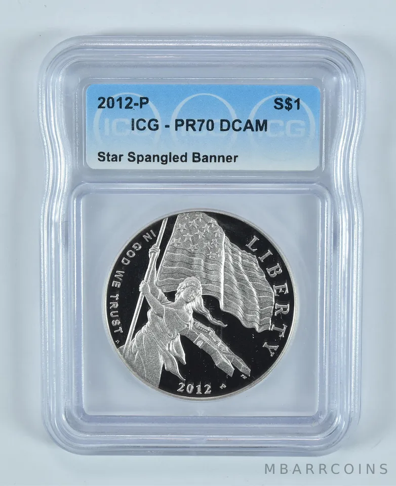 2012-P Star Spangled Banner Commemorative Silver Dollar PR70 DCAM ICG