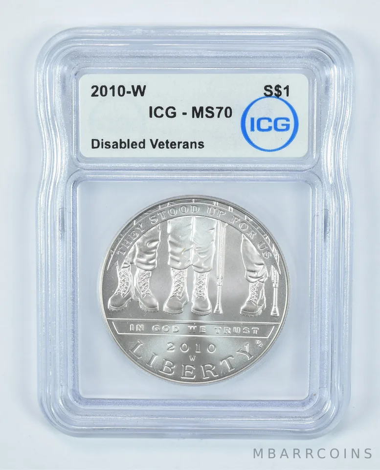 2010-W Disabled Veterans Commemorative Silver Dollar MS70 ICG