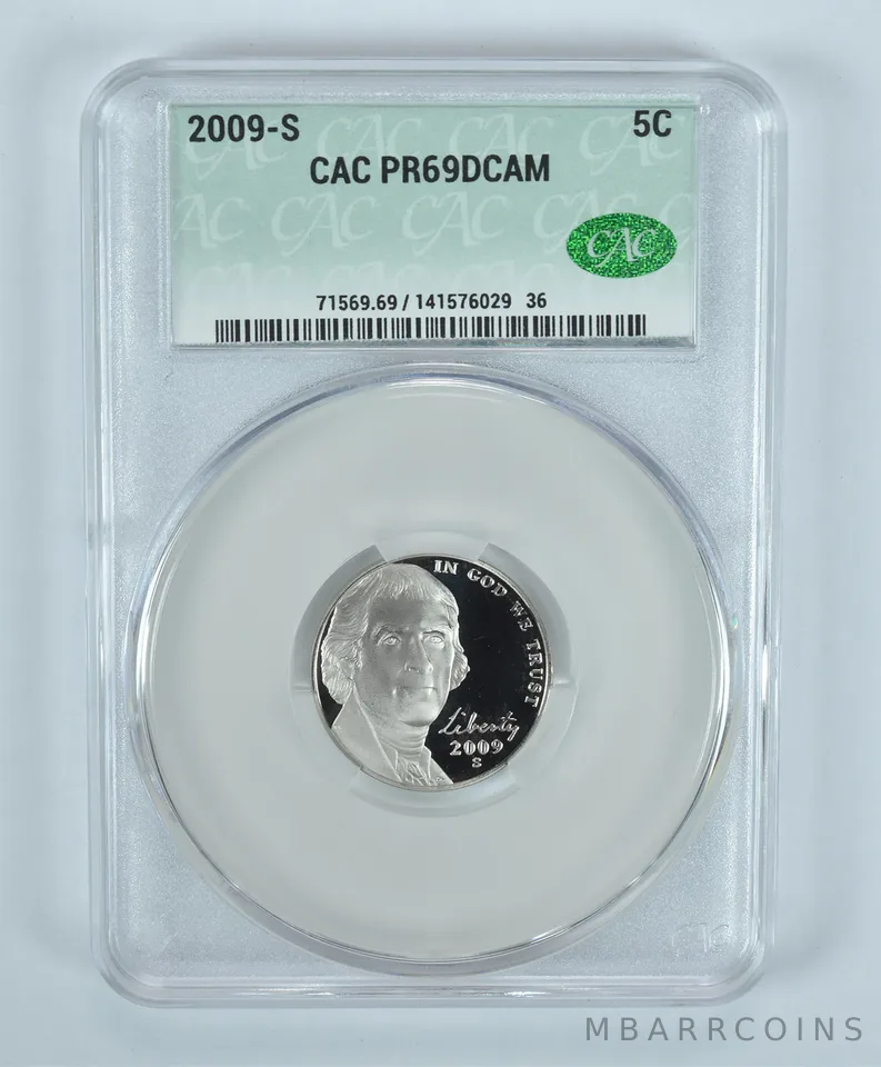 2009-S Jefferson Nickel PR69 DCAM CAC CACg
