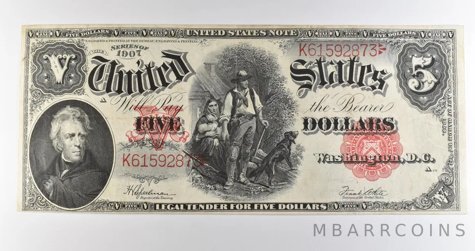 1907 $5 Legal Tender Large Note Red Seal *3519