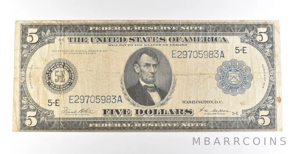 1914 $5 Richmond VA FRN Blue Seal Large Note Fr#863a *4699