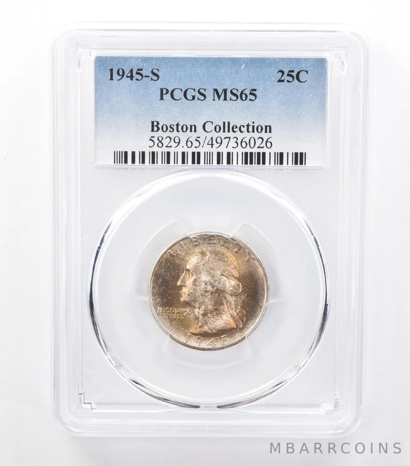 1945-S Washington Quarter Boston Collection MS65 PCGS Tone a6637