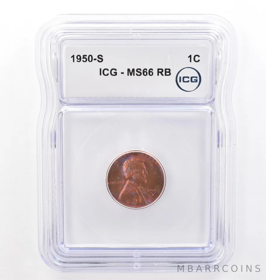 1950-S Lincoln Wheat Cent MS66 RB ICG Beautiful Tone *7704