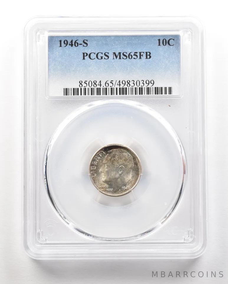 1946-S Roosevelt Dime MS65 FB PCGS a4844
