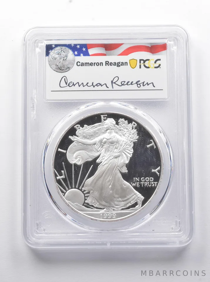 PR69 DCAM 1999-P American Silver Eagle Signed Reagan Legacy Series PCGS *8936