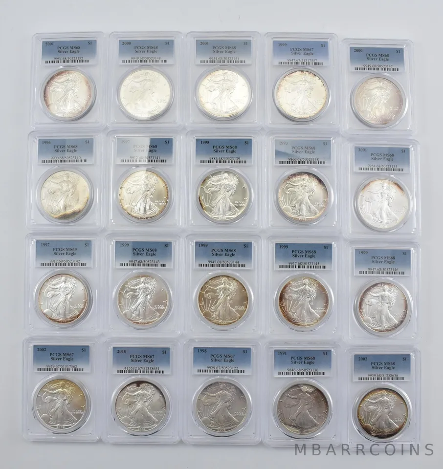 Lot (20) Nice Tone American Silver Eagle PCGS Holder *2889
