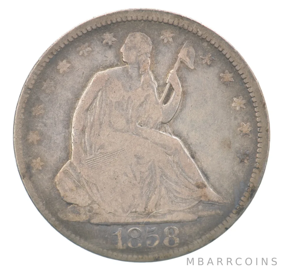 1858 Seated Liberty Half Dollar Beautiful Tone *7560