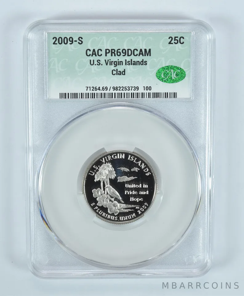 2009-S Washington State Quarter US Virgin Islands CLAD PR69 DCAM CAC CACg