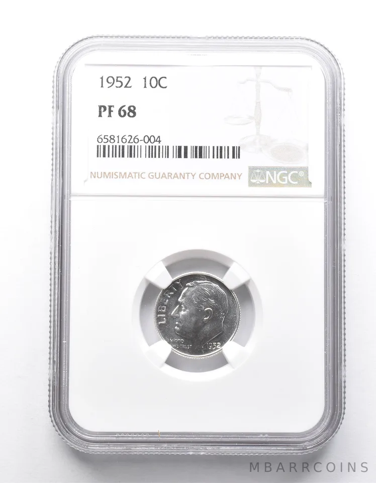 PF68 1952 Roosevelt Dime NGC *9986