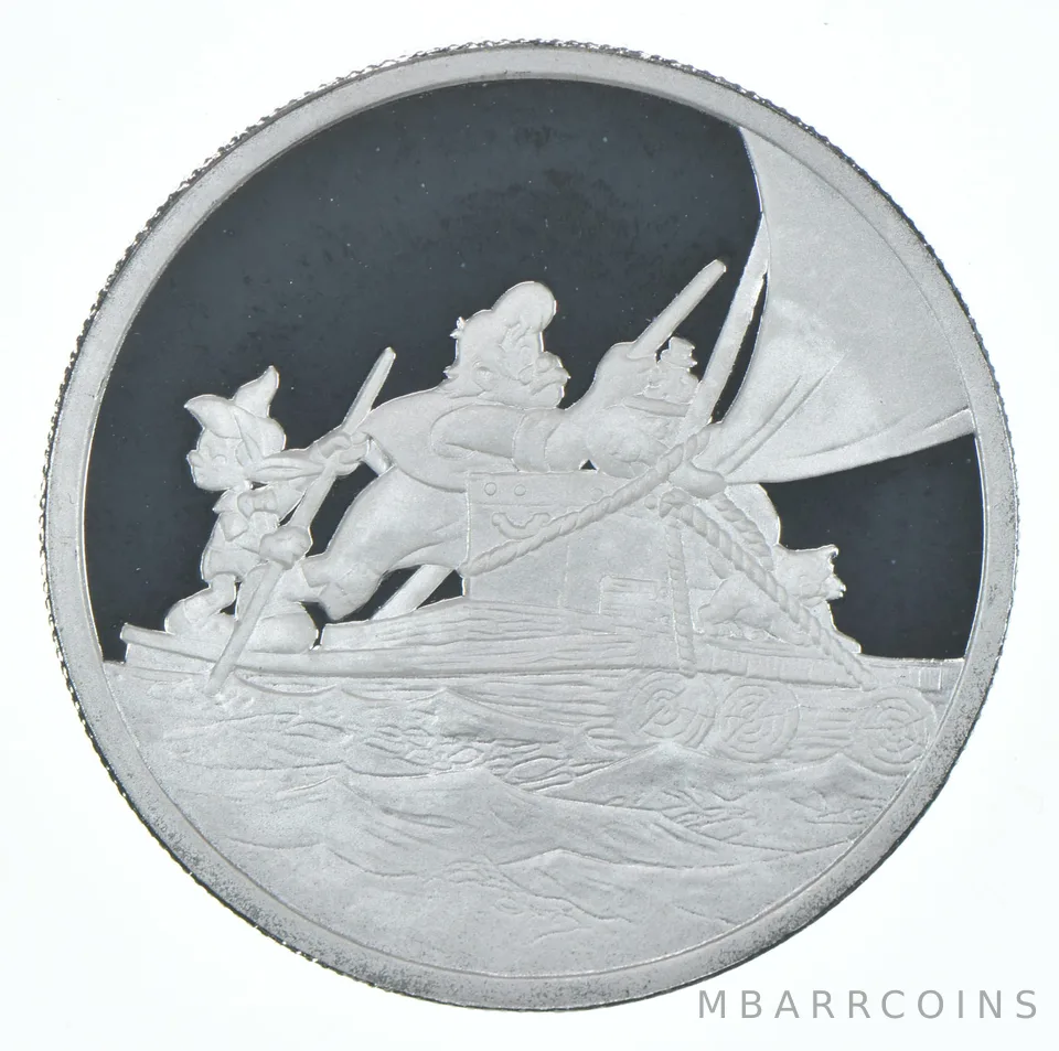 1 Troy Ounce Silver Art Round Disney's Pinocchio Escape From Monstro