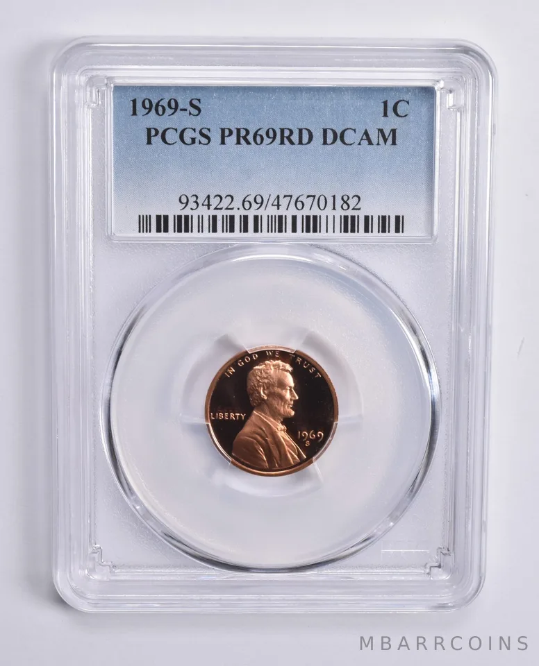 1969-S Lincoln Memorial Cent PR69 RD DCAM PCGS Blue Lbl