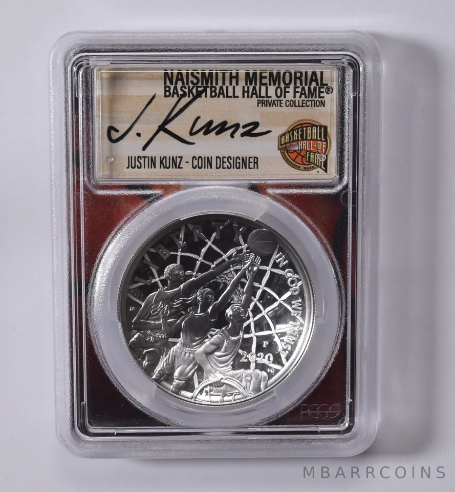 2020-P JUSTIN KUNZ SIGNED Basketball HOF Commemorative Dollar PR69 PCGS
