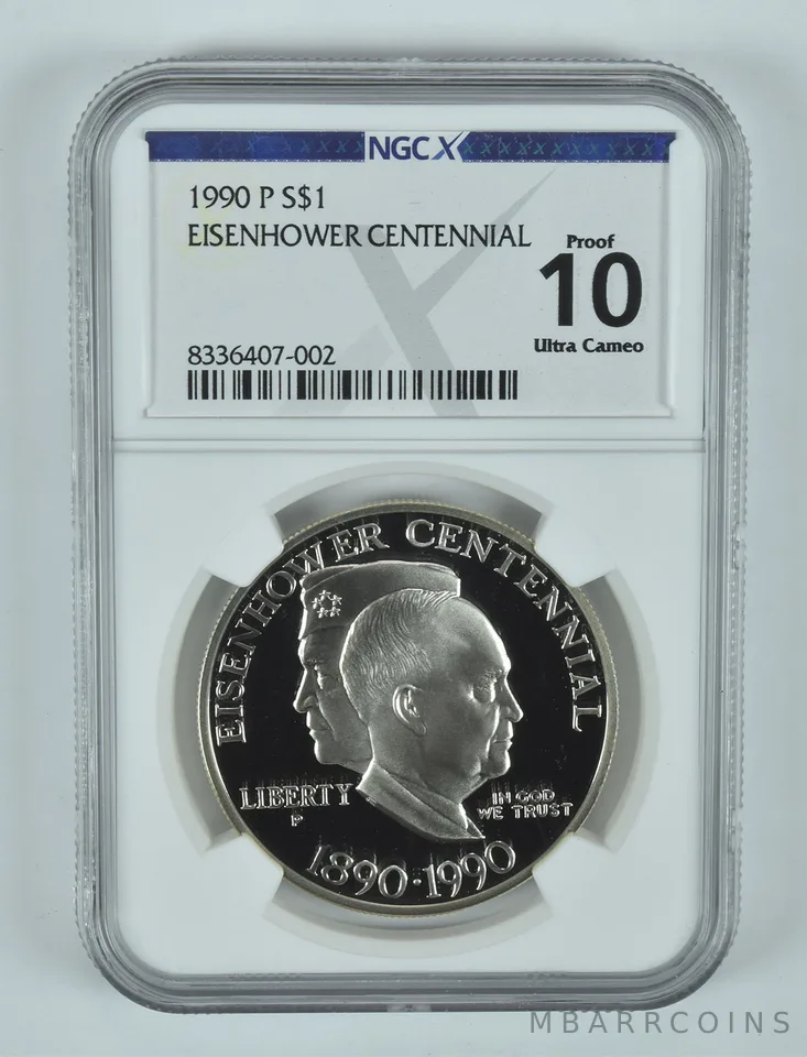 1990-P Eisenhower Commemorative Silver Dollar Proof 10 NGC X NGCX