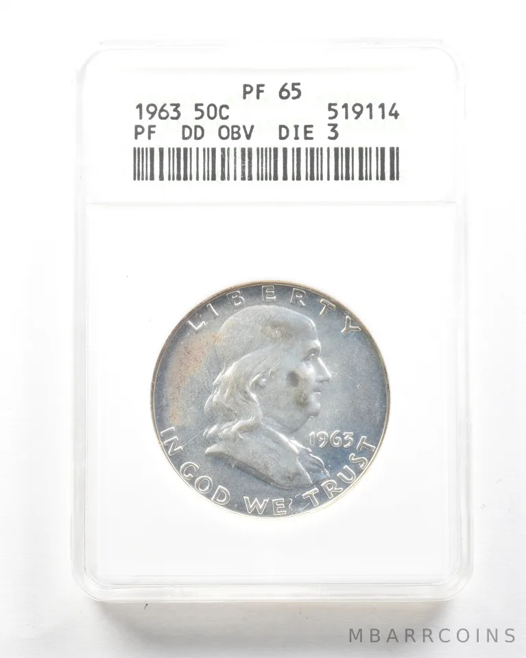 1963 Franklin Half Dollar DDO Die 3 PF65 ANACS *2068